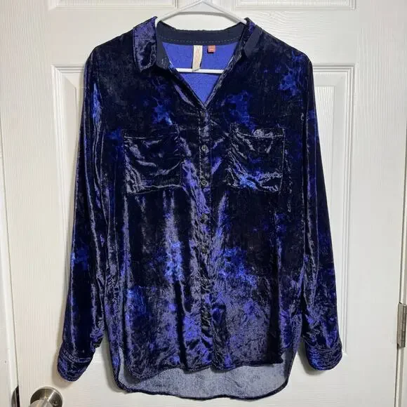 Anthropologie Pilcro Mara Relaxed Velvet Button-down - Picture 3 of 7